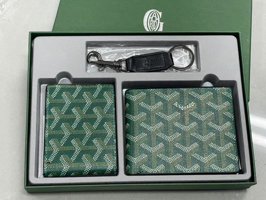 Men’s Luxury Wallet & Keychain Gift Set 3 Piece Premium Gift Box