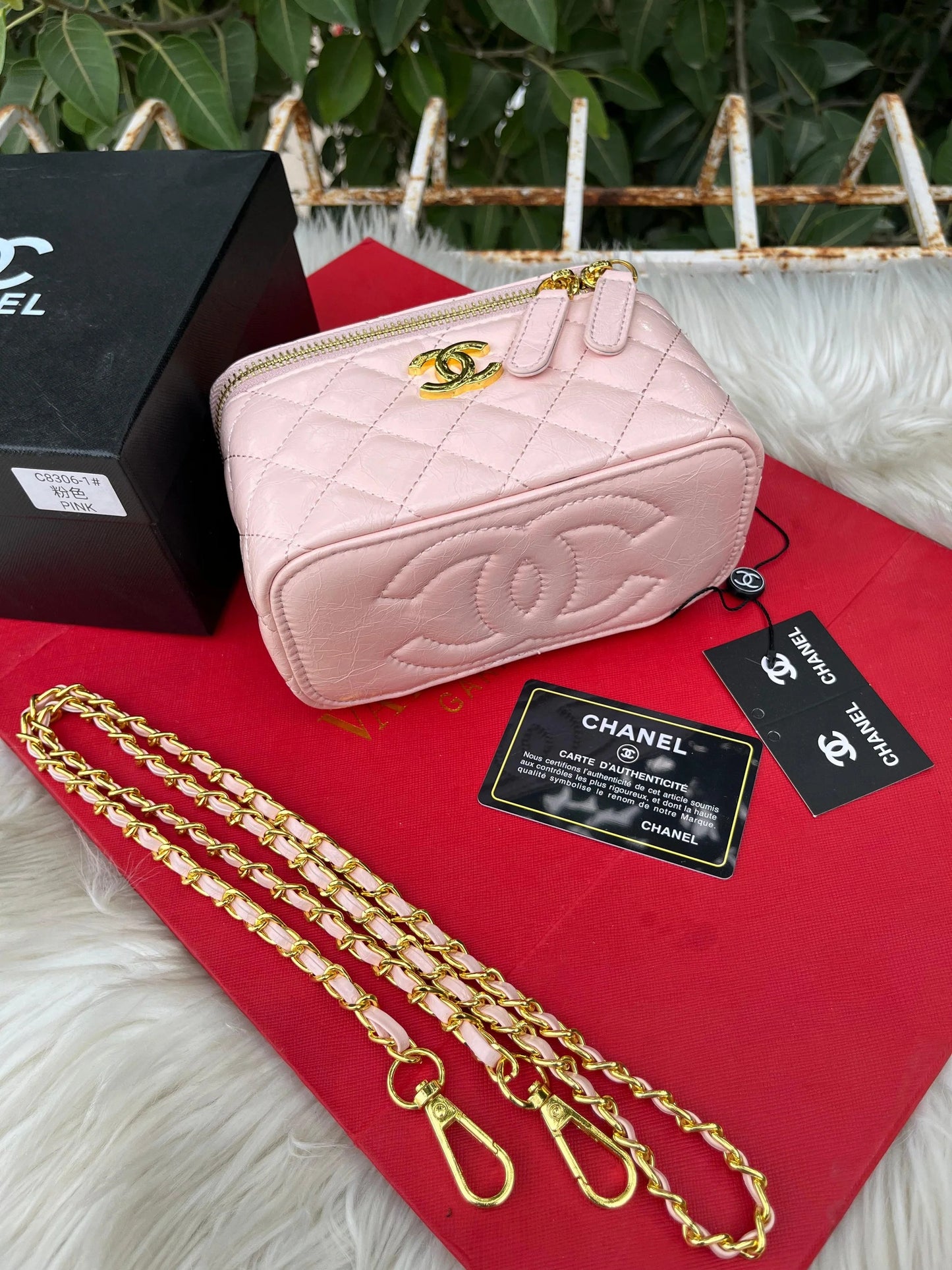 Chanel Lambskin Enamel Quilted Vanity Case