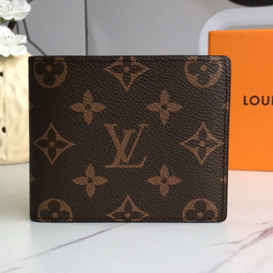 Designer LV Small Bifold Men Wallet Brown
