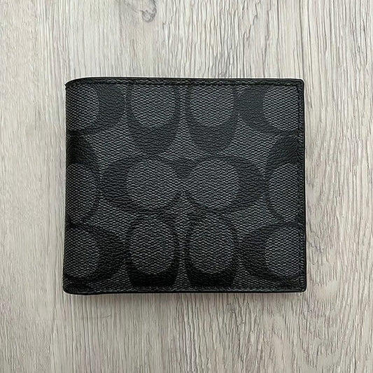 Coach Slim Billfold Wallet Signature Canvas