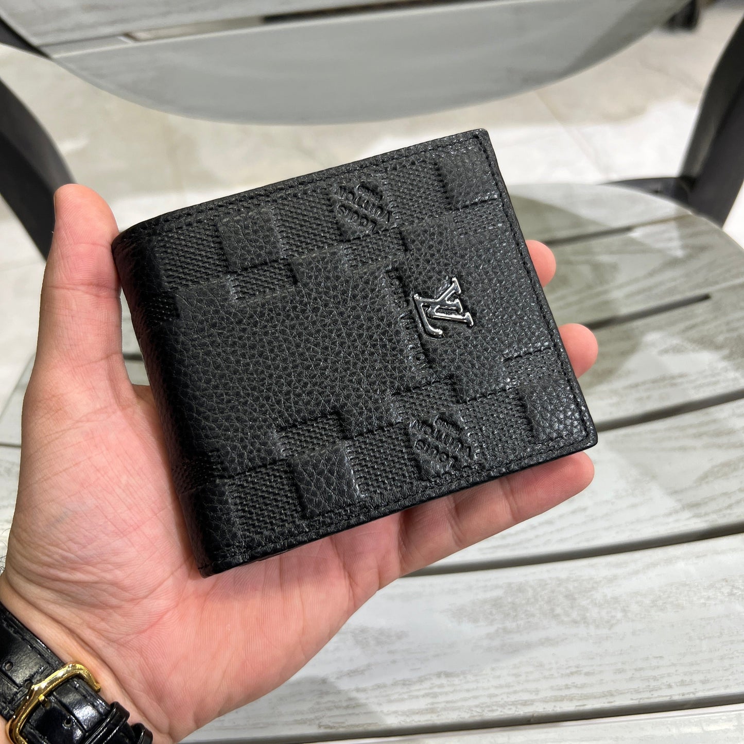 Designer LV Small Leather Men Wallet Black