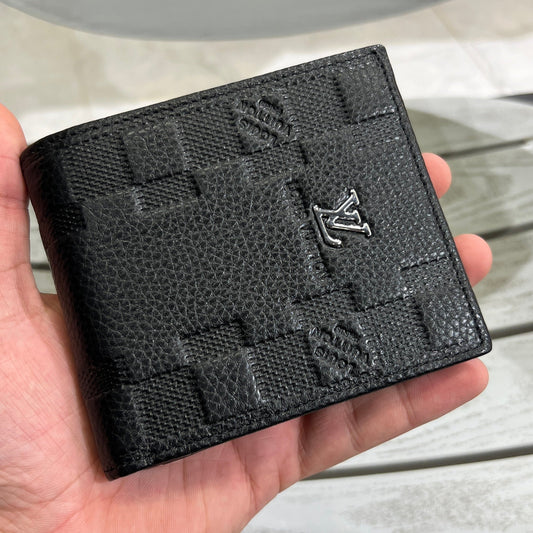 Designer Short Leather Men Wallet Black
