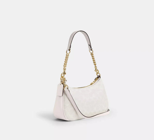 Coach Teri Shoulder Bag White Canvas
