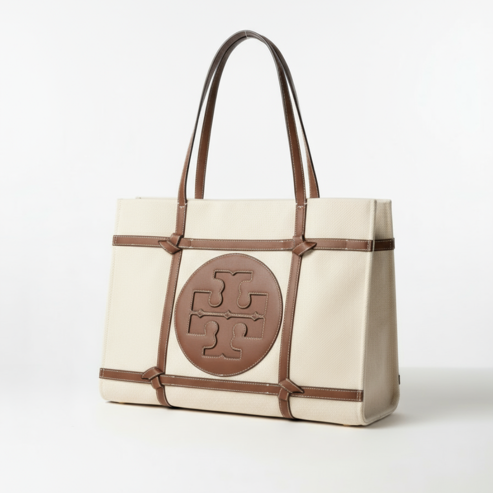 Tory Burch Ella Canvas Tote – Natural/Brown