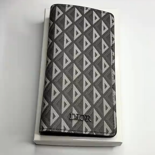 Designer Dior Long Wallet Grey Canvas