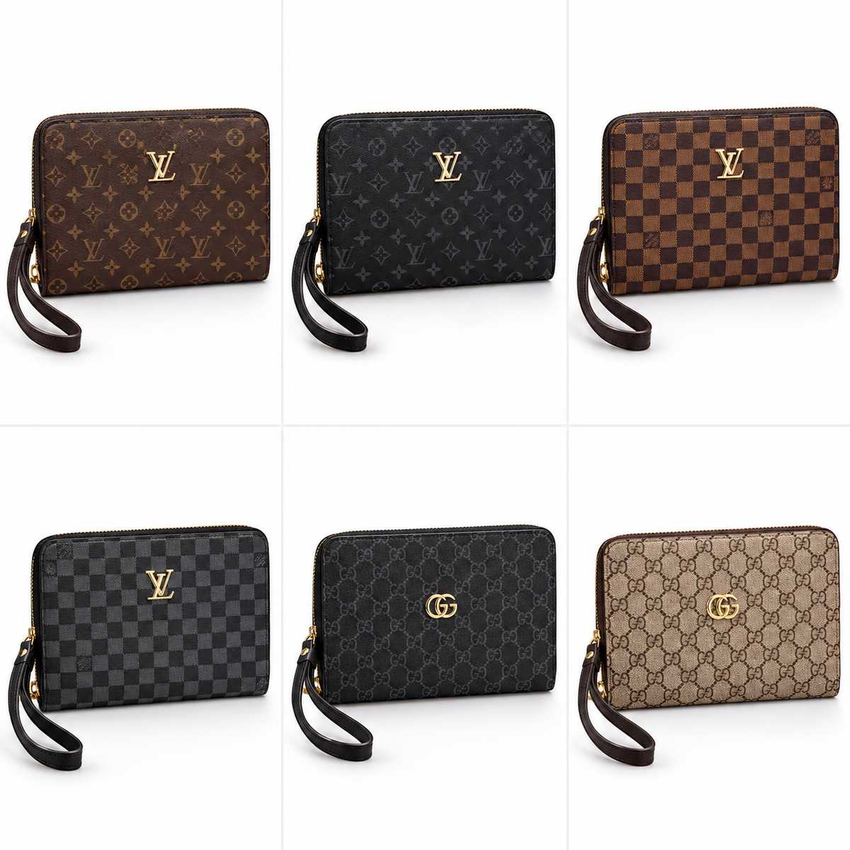 Luxury Pattern Zipper Hand Pouch with Wrist Strap