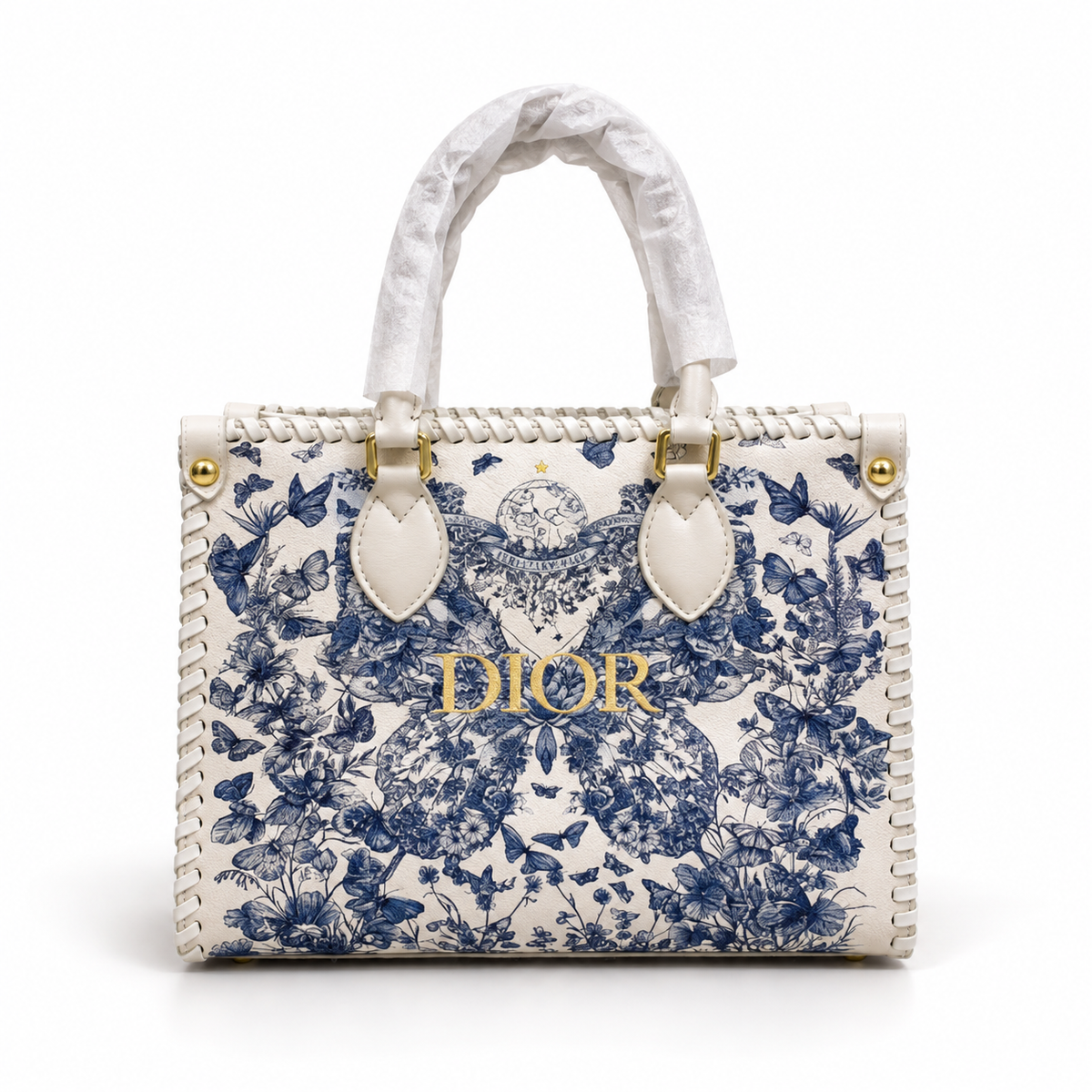 Luxury Floral Print Tote Bag with Top Handles