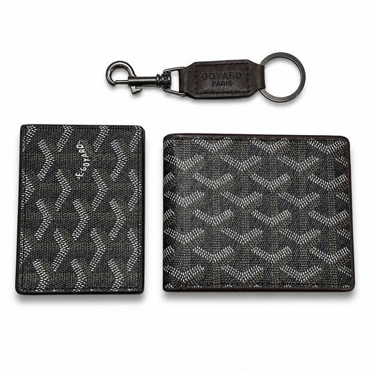 Men’s Luxury Wallet & Keychain Gift Set 3 Piece Premium Gift Box