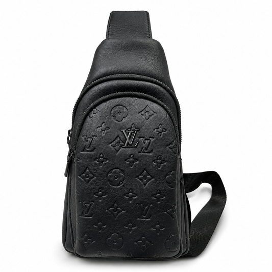 Black Embossed Monogram Sling Bag