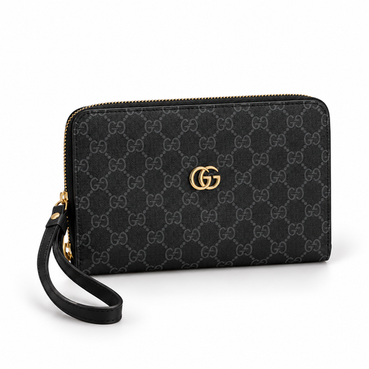 Luxury Pattern Zipper Hand Pouch with Wrist Strap