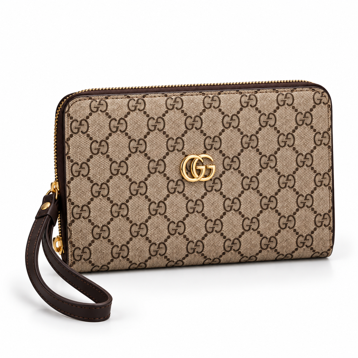 Luxury Pattern Zipper Hand Pouch with Wrist Strap