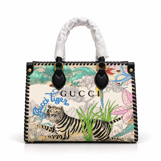 Luxury Floral Print Tote Bag with Top Handles
