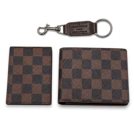Men’s Luxury Wallet & Keychain Gift Set 3 Piece Premium Gift Box