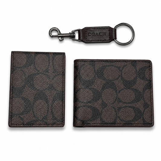 Men’s Luxury Wallet & Keychain Gift Set 3 Piece Premium Gift Box