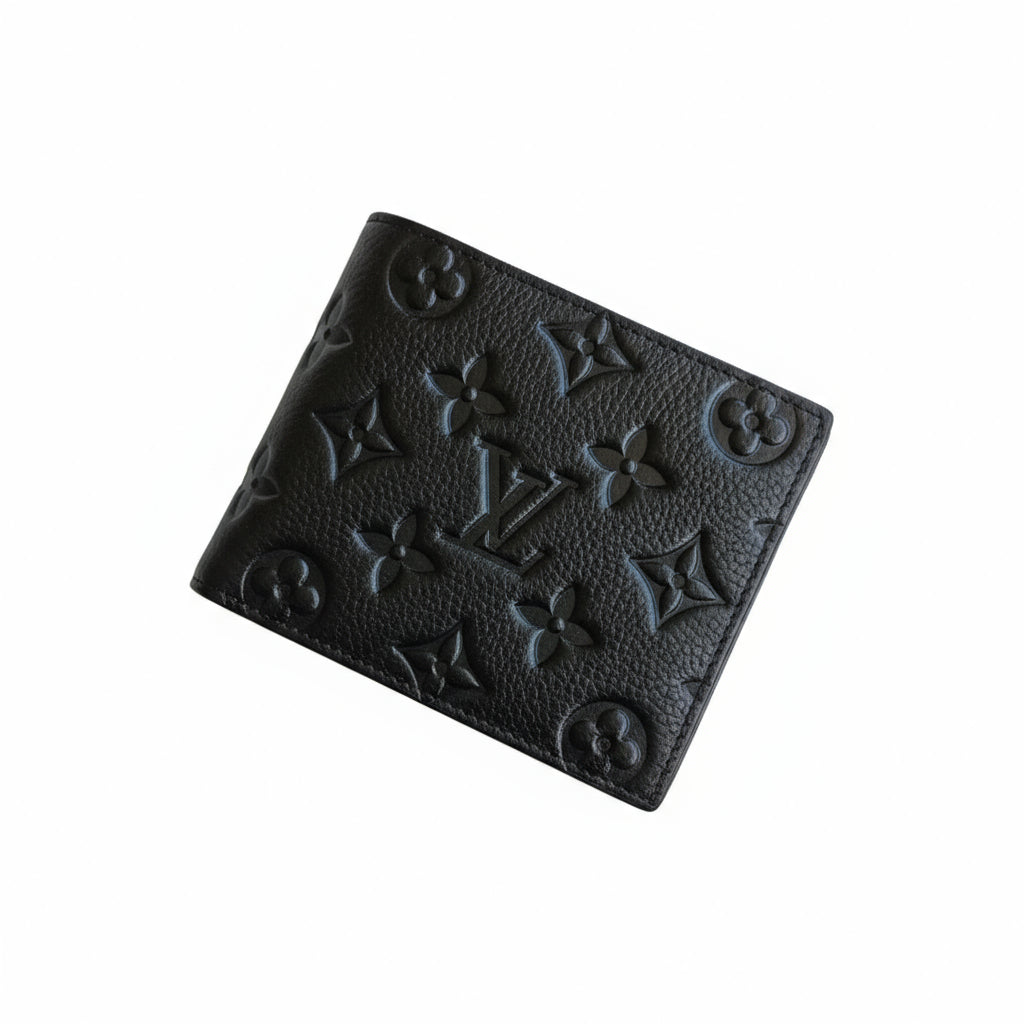Designer LV Leather Men Wallet Black