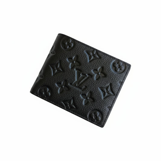Designer LV Leather Men Wallet Black