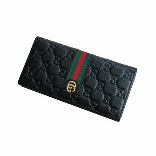 Designer Gucci Long Wallet For Men Cow Leather Striped