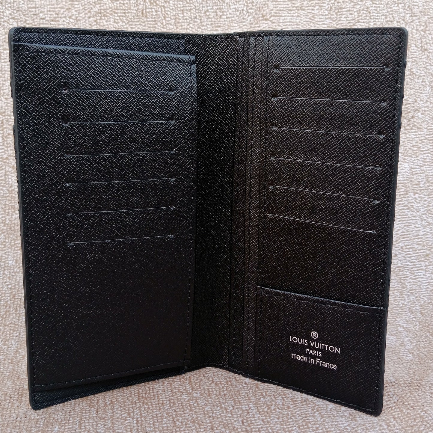 Designer Bifold Checkered Long Wallet Black