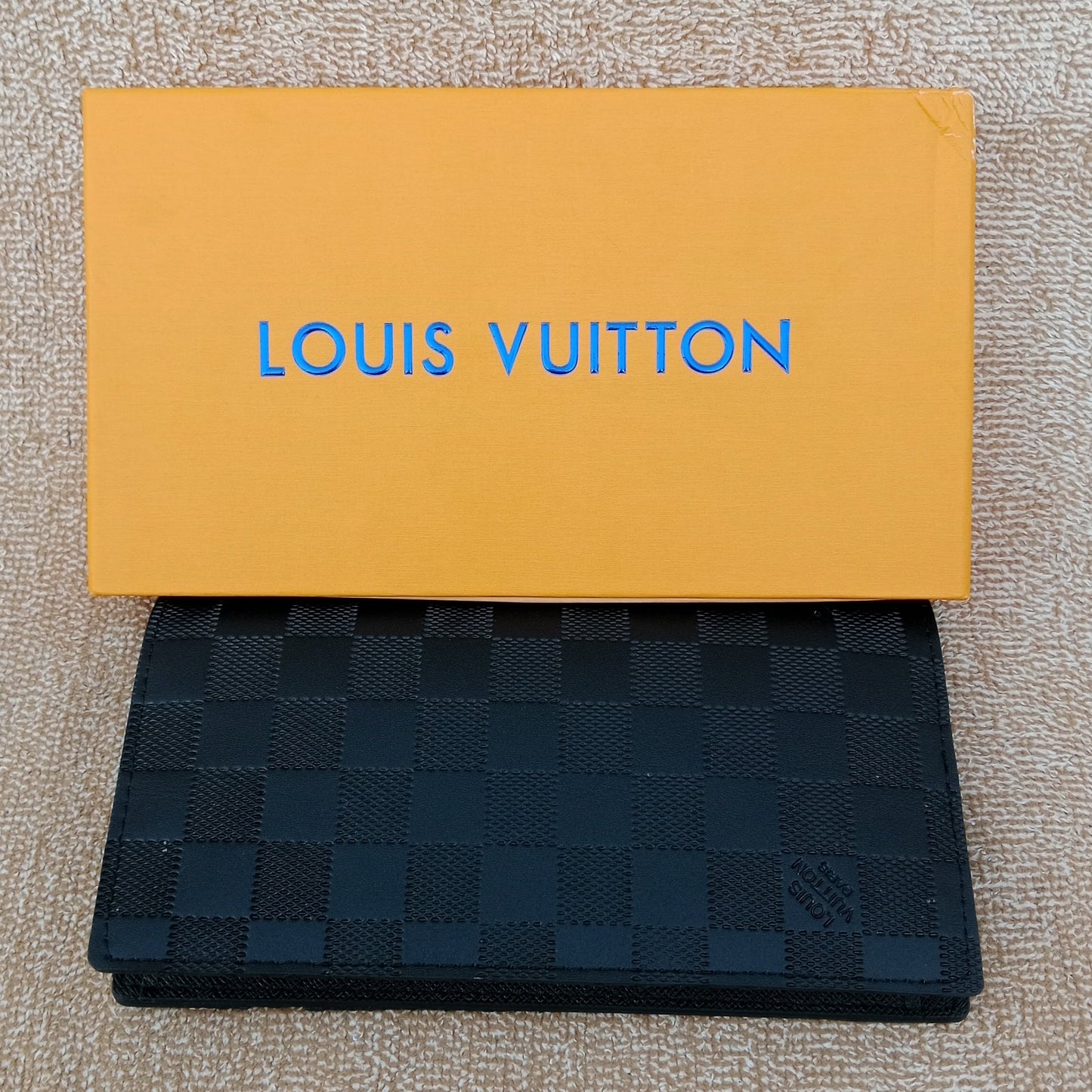 Designer Bifold Checkered Long Wallet Black