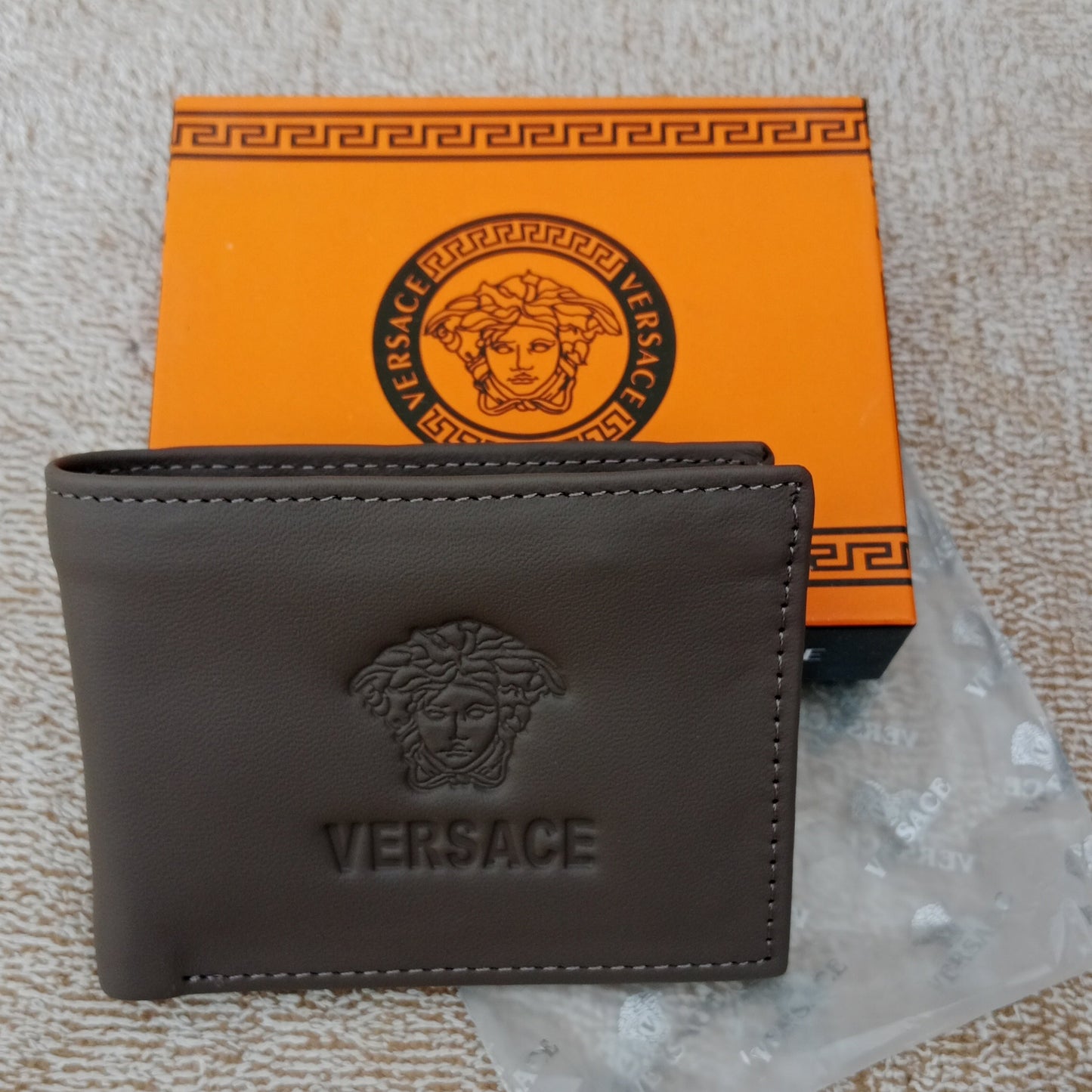 Brand Inspired Grey Genuine Leather Wallet For Men