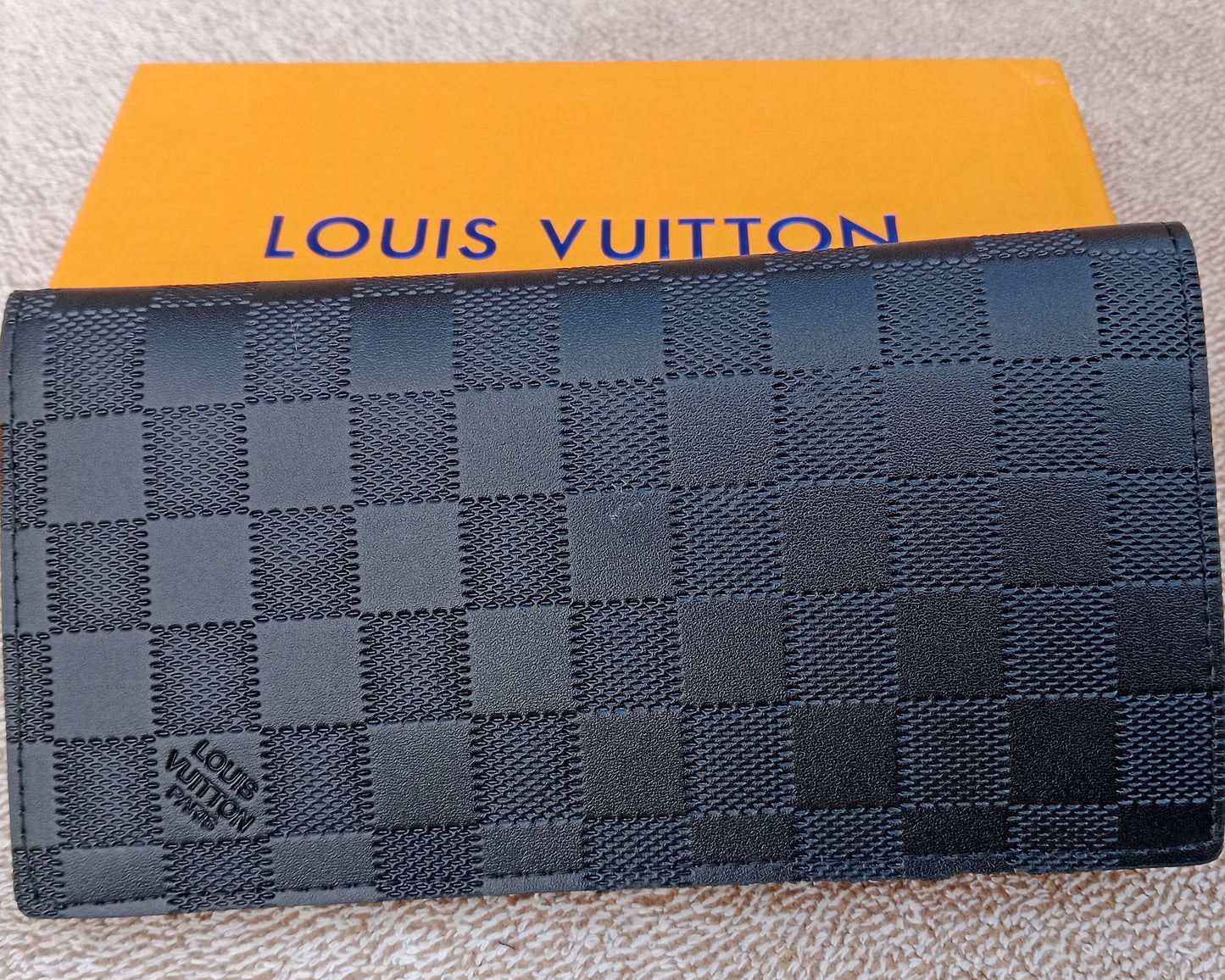 Designer Bifold Checkered Long Wallet Black