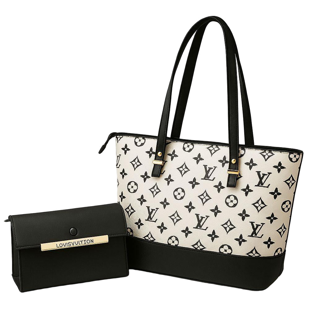 Girl's LV Printed Tote Bag 2 Pc