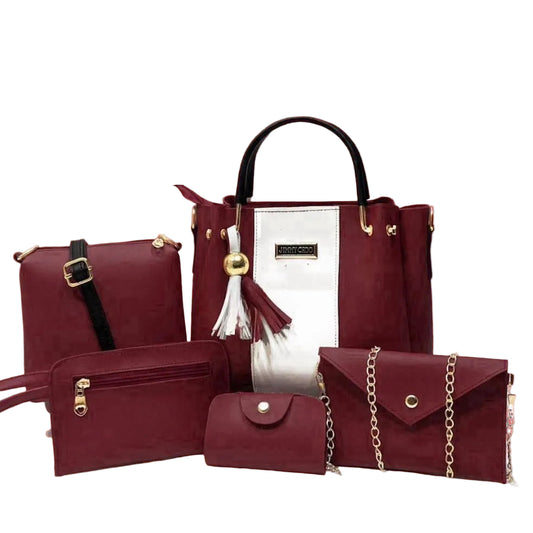 Girl's PU Leather Plain Hand Bag Set 4pcs
