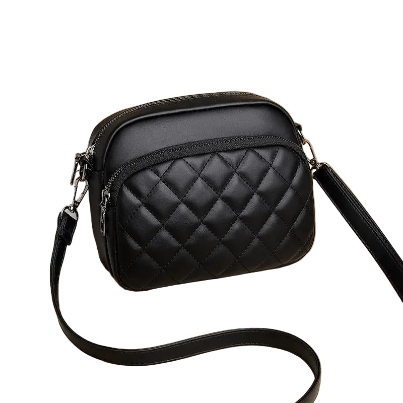 Women's Embroidered Crossbody Bag - 1 Pc Black PU Leather