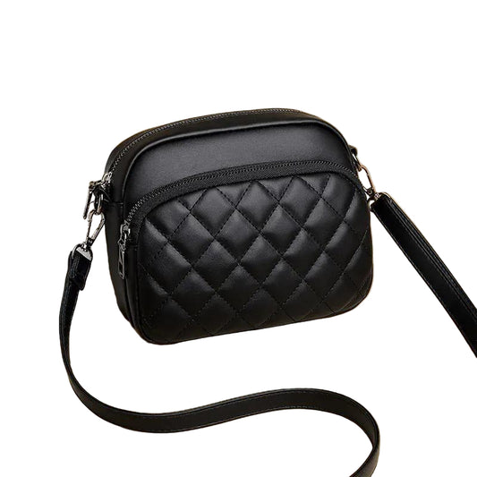 Women's Embroidered Crossbody Bag - 1 Pc Black PU Leather