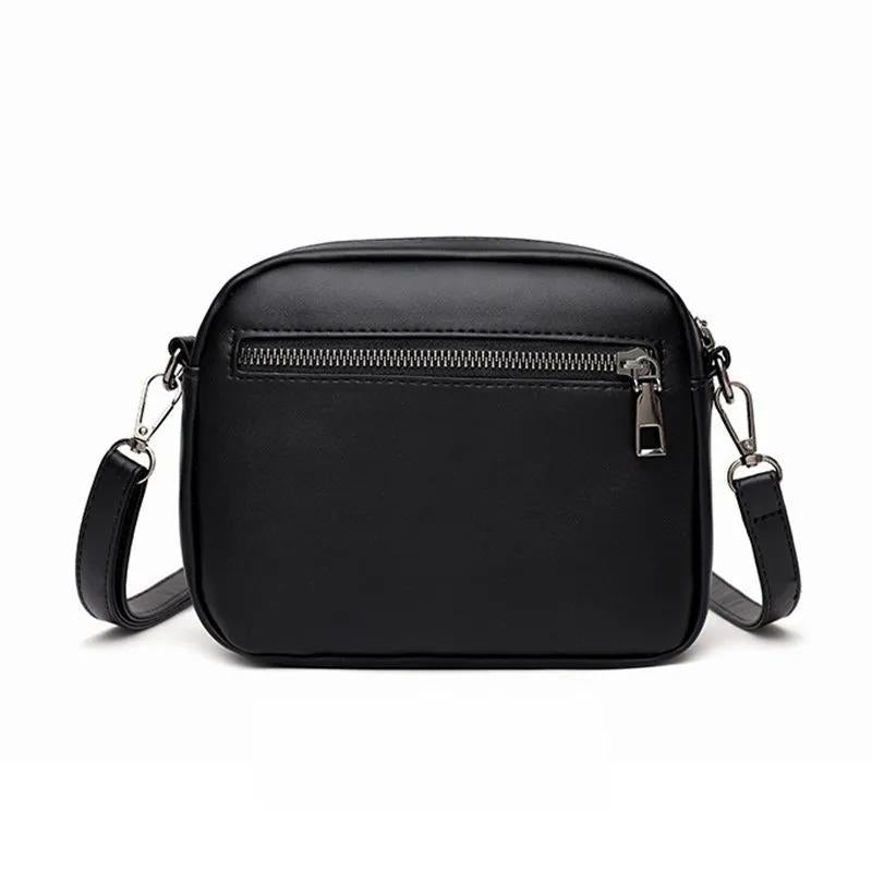 Women's Embroidered Crossbody Bag - 1 Pc Black PU Leather