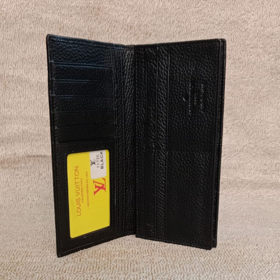 Designer Long Leather Wallet Black
