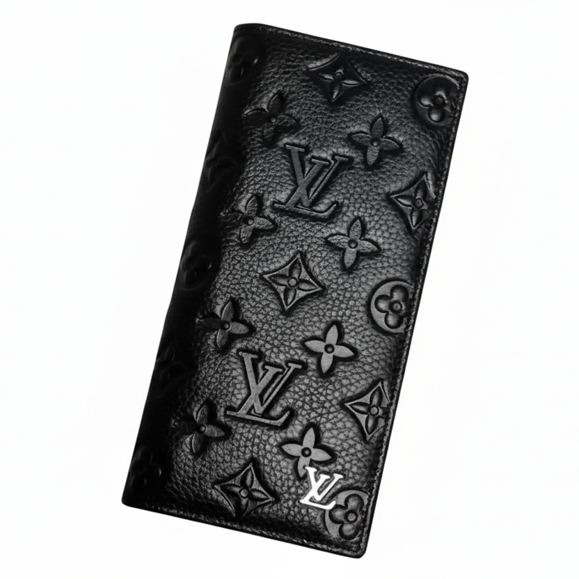 Designer Long Leather Wallet Black