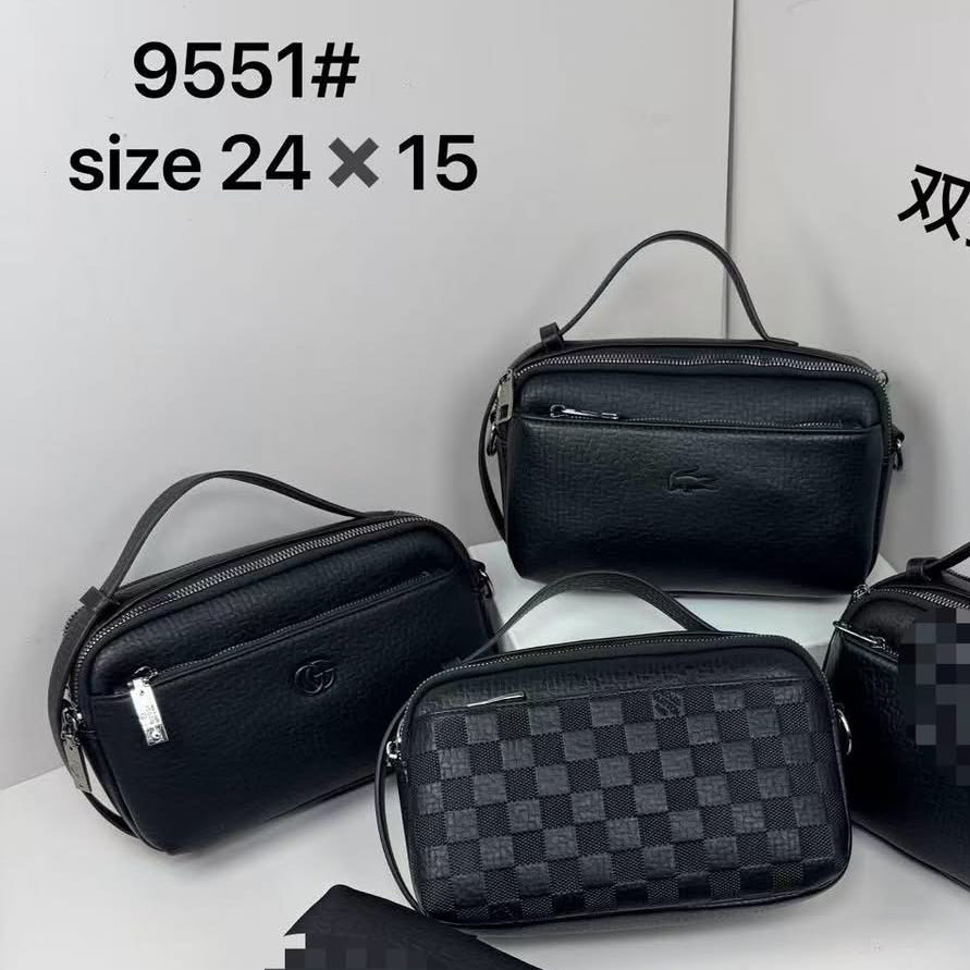 Premium Black Leather Crossbody Shoulder Bag