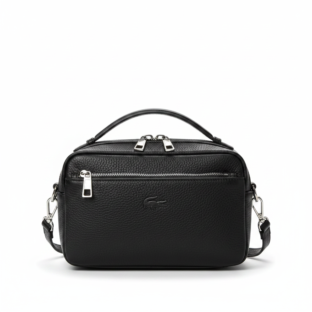 Premium Black Leather Crossbody Shoulder Bag