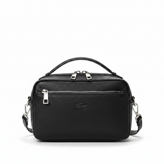 Premium Black Leather Crossbody Shoulder Bag