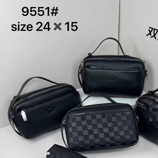 Premium Black Leather Crossbody Shoulder Bag