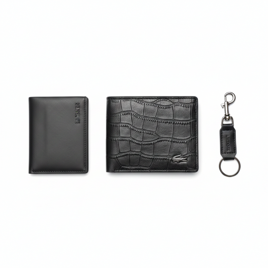Men’s Luxury Wallet & Keychain Gift Set 3 Piece Premium Gift Box