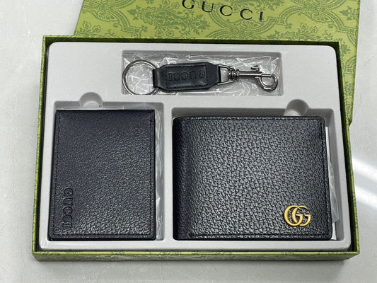 Men’s Luxury Wallet & Keychain Gift Set 3 Piece Premium Gift Box