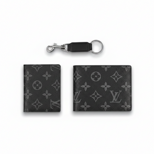 Men’s Luxury Wallet & Keychain Gift Set 3 Piece Premium Gift Box