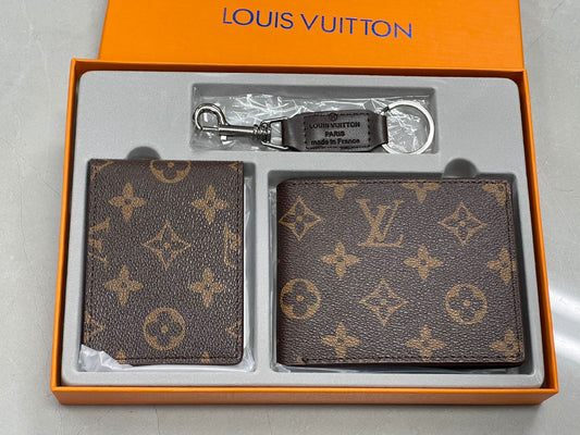 Men’s Luxury Wallet & Keychain Gift Set 3 Piece Premium Gift Box