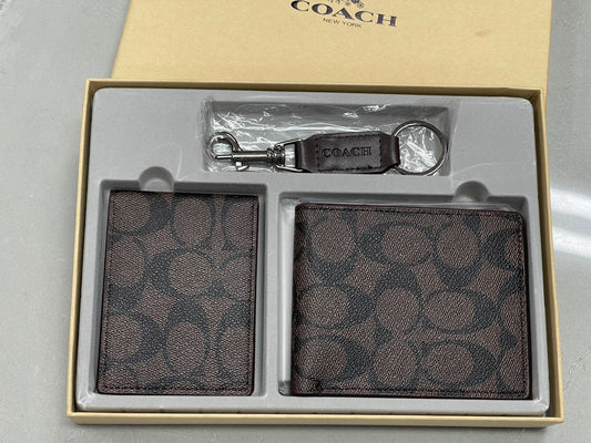 Men’s Luxury Wallet & Keychain Gift Set 3 Piece Premium Gift Box