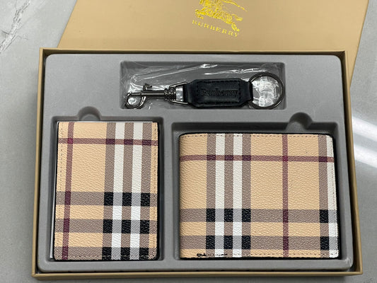 Men’s Luxury Wallet & Keychain Gift Set 3 Piece Premium Gift Box