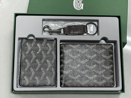Men’s Luxury Wallet & Keychain Gift Set 3 Piece Premium Gift Box