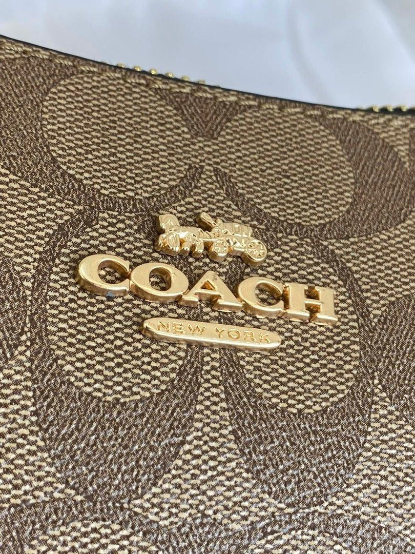Coach Teri Shoulder Bag Black with Beige Canvas