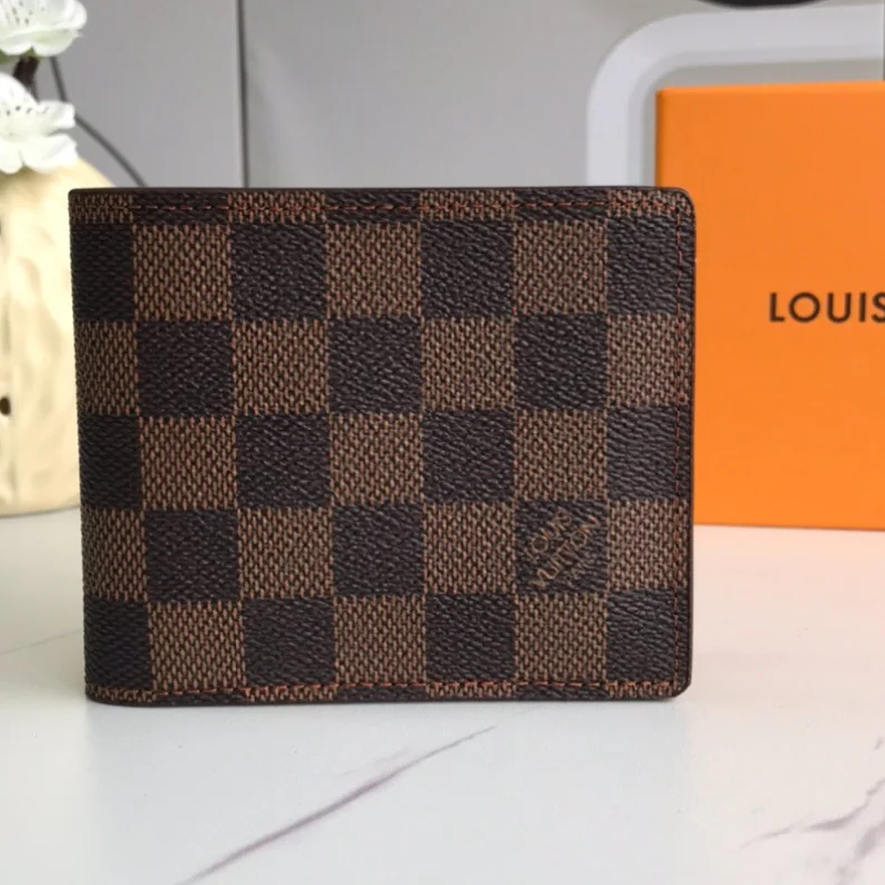 Designer Bifold Brown Check Wallet