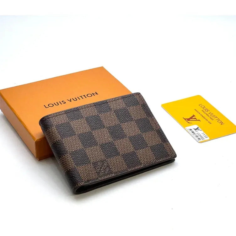 Designer Bifold Brown Check Wallet
