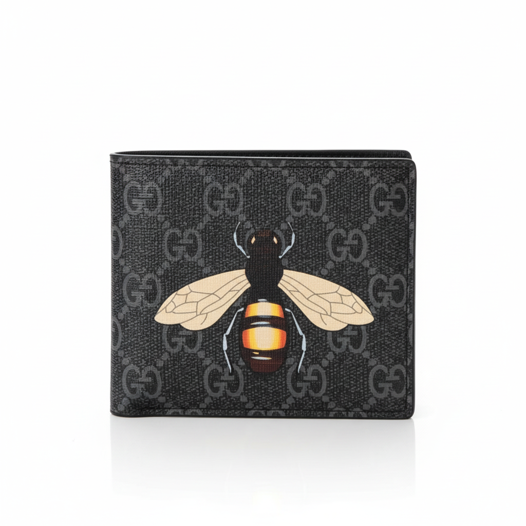 Gucci Small Leather Bee Wallet Black