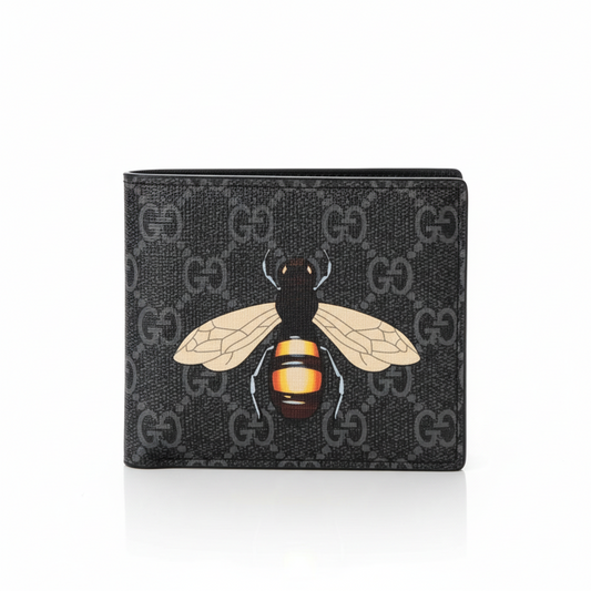 Gucci Small Leather Bee Wallet Black