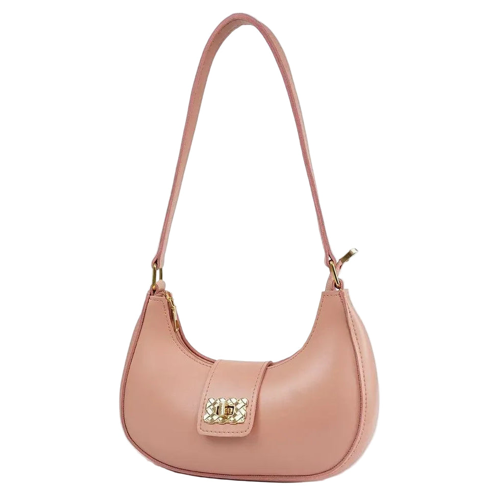 Girl's PU Leather Half Moon Plain Shoulder bag