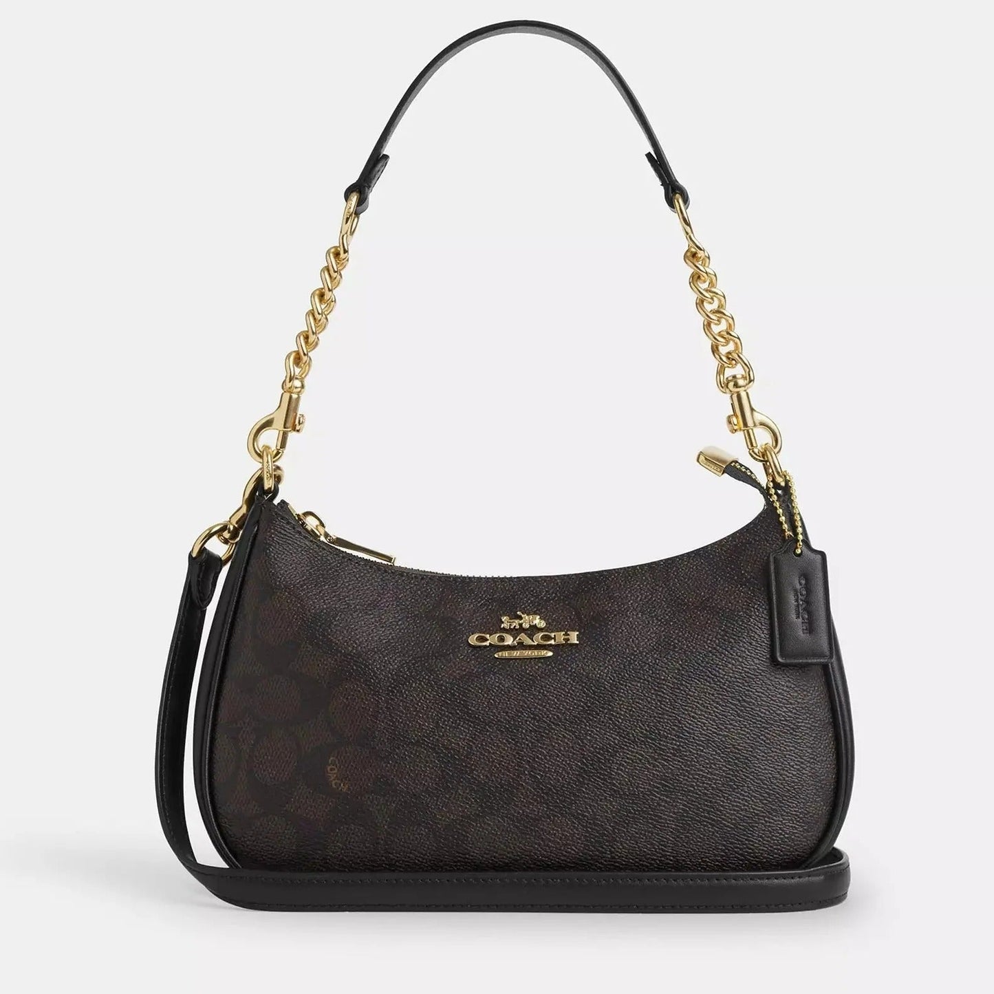 Coach Teri Shoulder Bag Brown Canvas